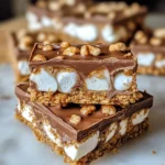 Delicious Biscoff marshmallow chocolate bars stacked on a plate