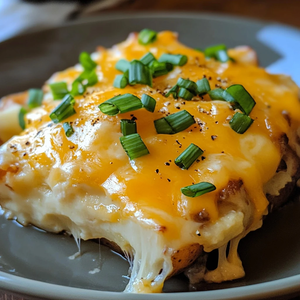 Cheesy Mississippi Mud Potatoes topped with cheese and spices