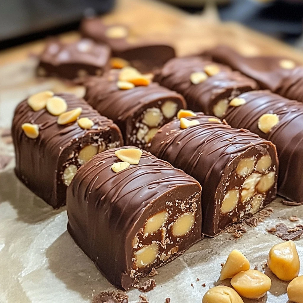 Delicious Chocolate Peanut Butter Candy Bars stacked on a plate