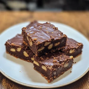 Delicious Chocolate Peanut Butter Fudge Bars on a white plate.