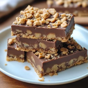 Delicious Chocolate Peanut Butter Toffee Crunch Bars with a crispy texture