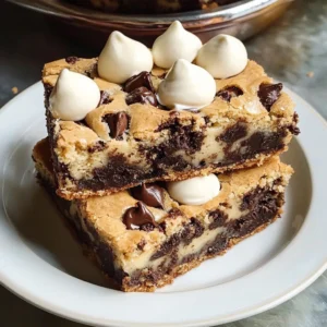 Delicious homemade Cookie Brownie Bars with chocolate drizzle on top