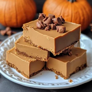 Creamy pumpkin spice fudge dessert with autumn spices and textures