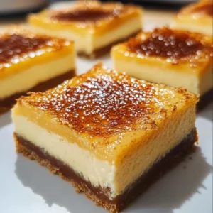 Delicious Crème Brûlée Cheesecake Bars with caramelized sugar topping
