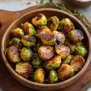 Delicious crispy bacon Brussels sprouts garnished for a tasty side dish.