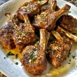 Crispy garlic parmesan fried lamb chops served on a plate