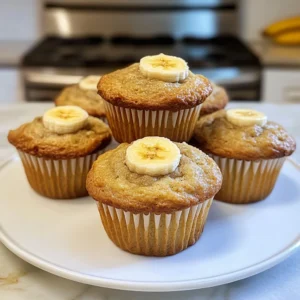 Fluffy Greek Yogurt Banana Muffins on a plate, ready to enjoy.