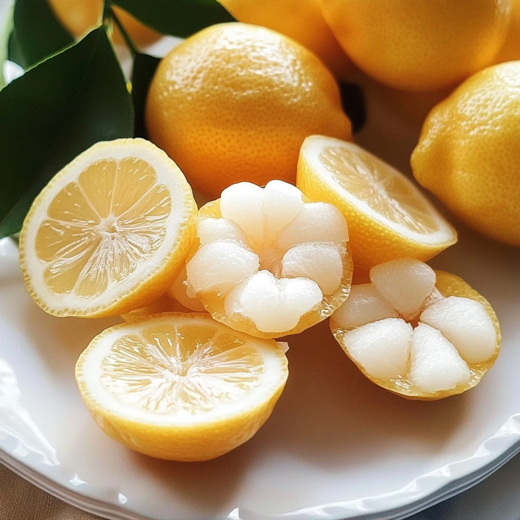 Lemon blossoms showcasing their delicate white petals and vibrant yellow centers.
