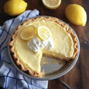 Delicious Lemon Chiffon Pie served on a plate with fresh lemon slices.