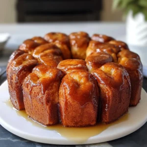 Delicious homemade Monkey Bread with gooey caramel and cinnamon toppings