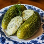 Homemade pickles in a jar with spices and fresh ingredients