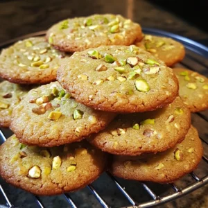 Delicious salted honey pistachio cookies fresh out of the oven