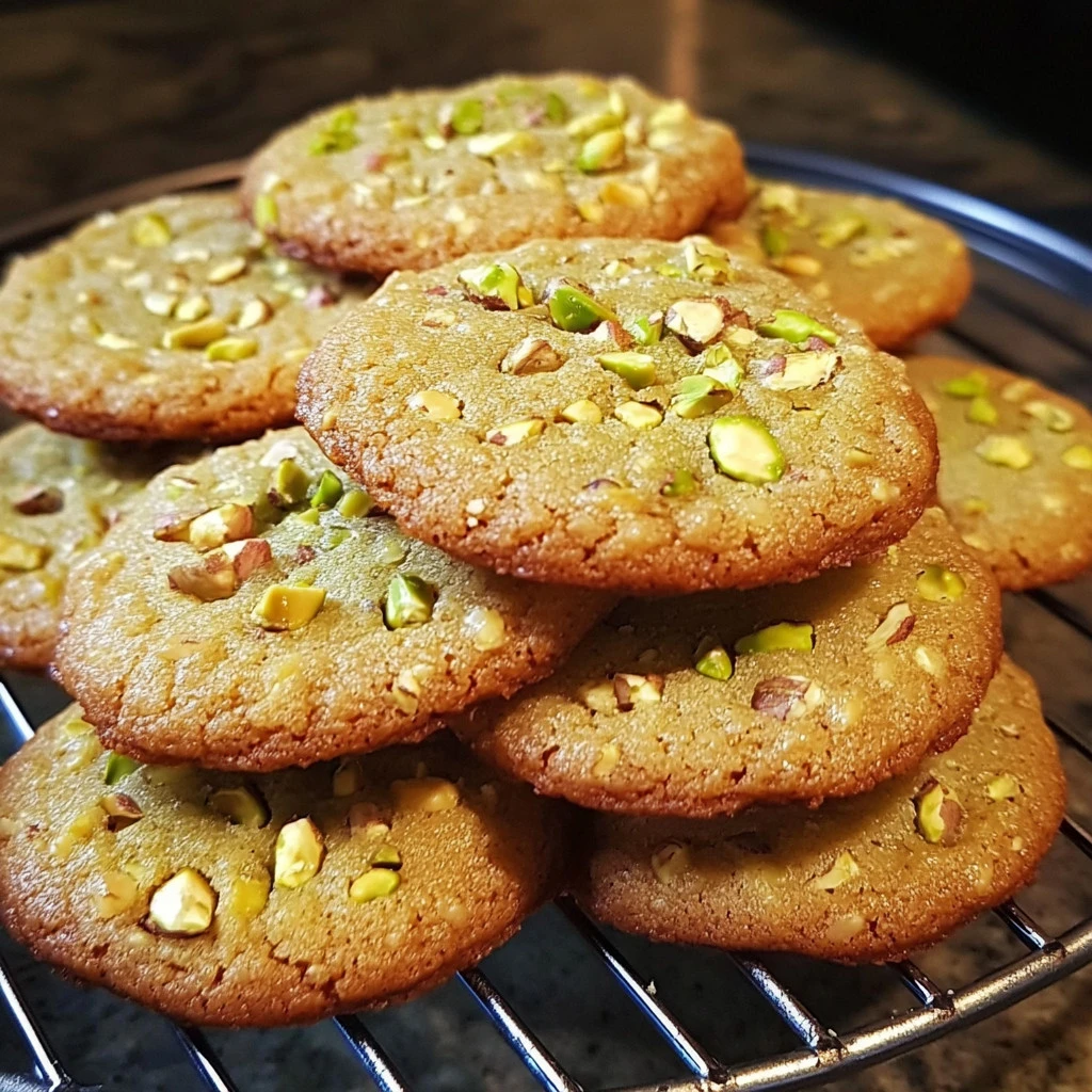Delicious salted honey pistachio cookies fresh out of the oven