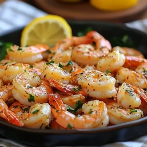 Shrimp Scampi Delight served with pasta and garlic butter sauce