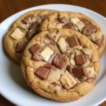 Delicious homemade Snickers Cookies with chocolate and caramel layers