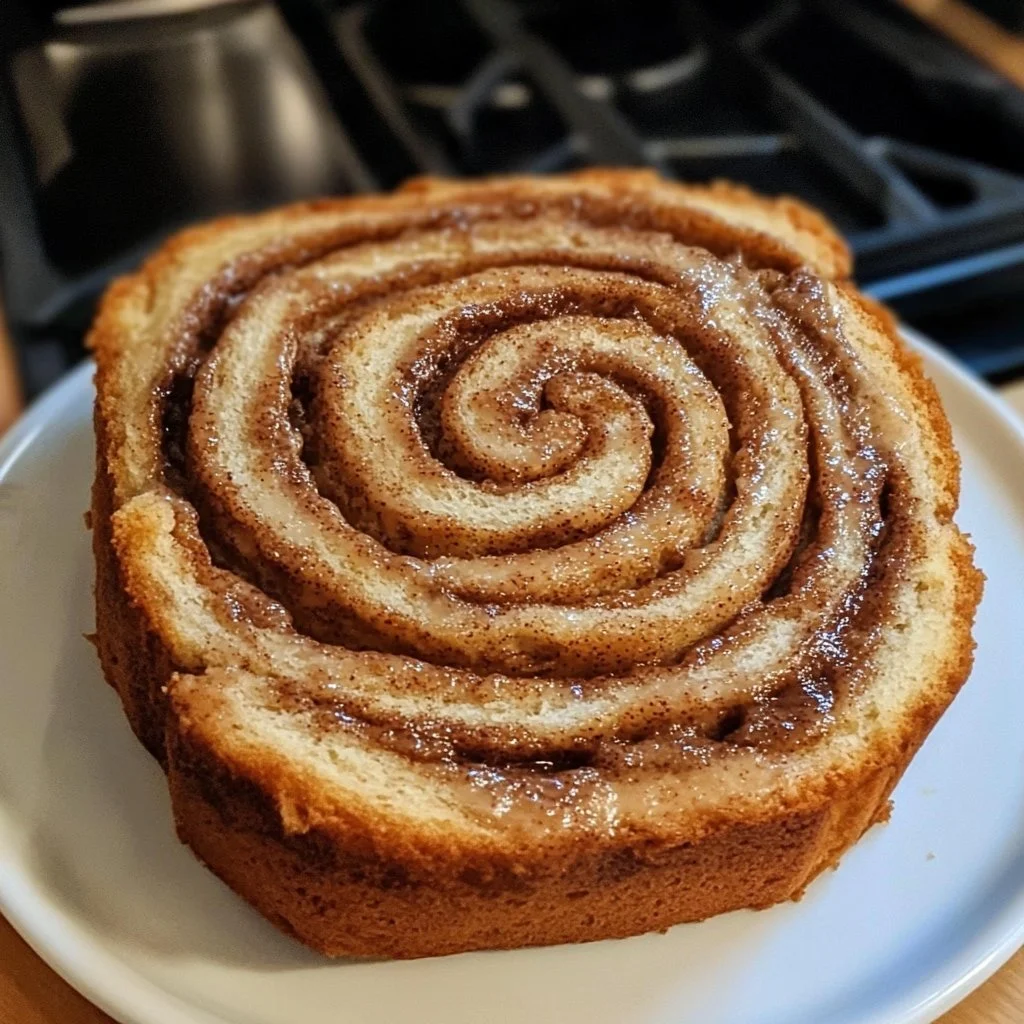 Loaf of sweet cinnamon swirl bread with aromatic swirls of cinnamon filling