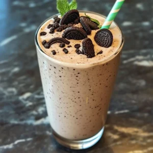 Delicious Vegan Oreo Milkshake topped with crushed Oreos and whipped cream