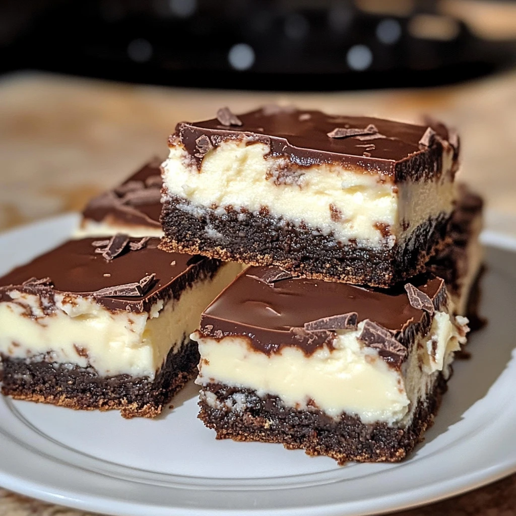 Delicious white and dark chocolate cream cheese chocolate cake bars topped with chocolate drizzle