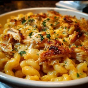Delicious BBQ Chicken Mac and Cheese served in a bowl