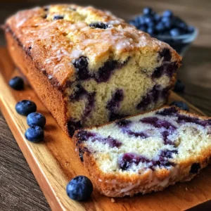 Freshly baked blueberry muffin bread with juicy blueberries and a golden crust.