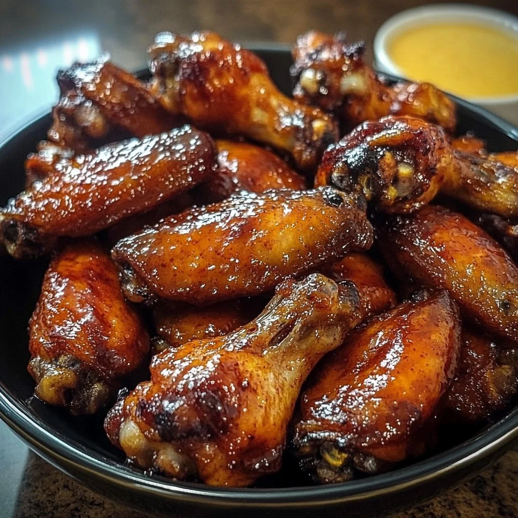 Plate of Brown Sugar Cajun Wings garnished with herbs