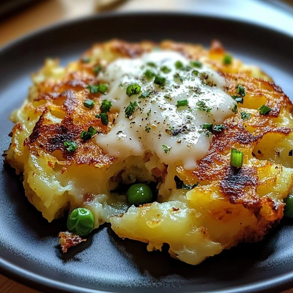 Delicious plate of Bubble and Squeak, a hearty British dish made from potatoes and vegetables.