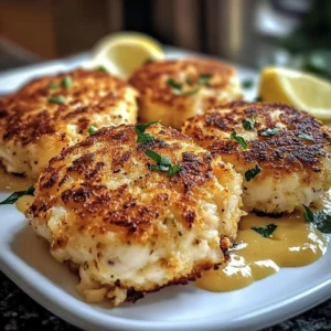 Delicious Cheddar Bay Crab Cakes served on a plate