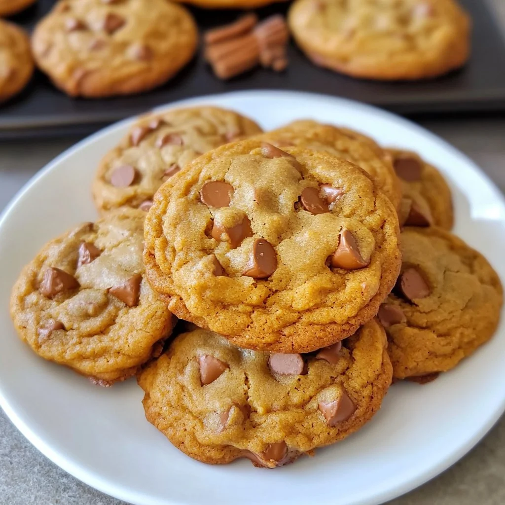 Chewy cinnamon chip pumpkin cookies fresh out of the oven