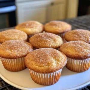 Freshly baked cinnamon sugar breakfast muffins on a wooden table