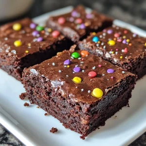 Delicious homemade Cosmic Brownies topped with colorful sprinkles.