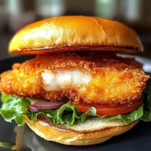 Crispy fried cod sandwich with lettuce and tartar sauce on a toasted bun