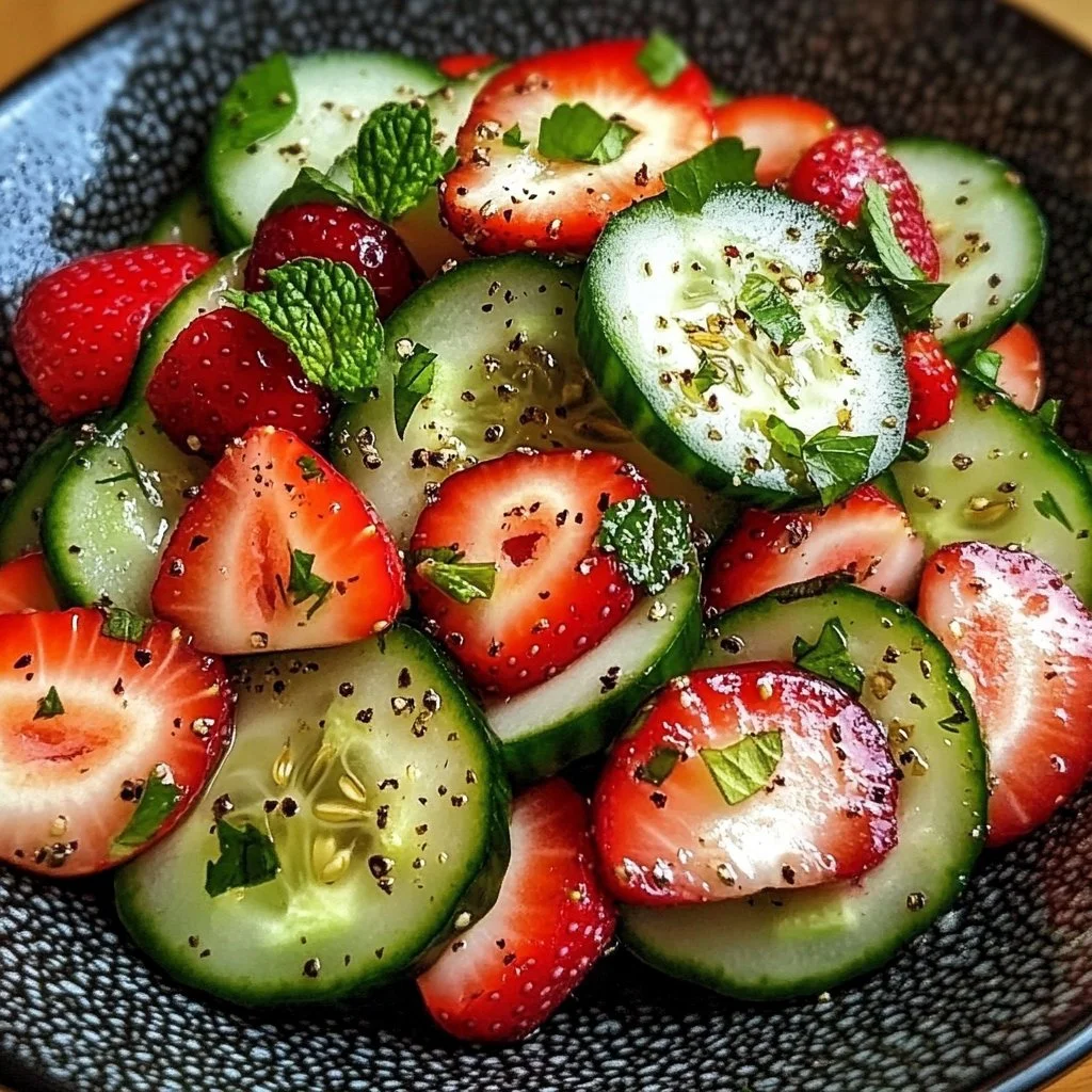 Fresh Cucumber Strawberry Salad with vibrant colors and healthy ingredients
