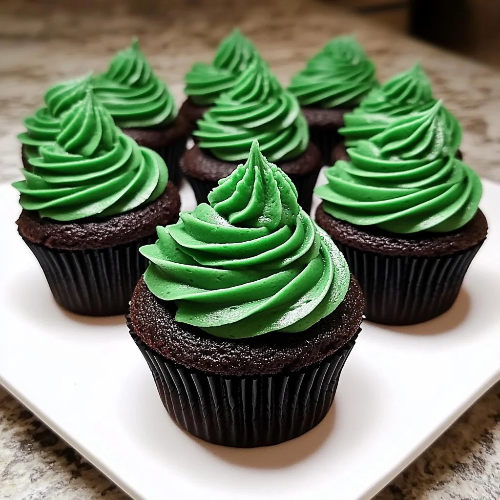 Delicious homemade Green Velvet Cupcakes with cream cheese frosting