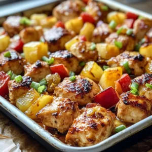 Delicious Hawaiian Chicken Sheet Pan recipe with vibrant vegetables and pineapple