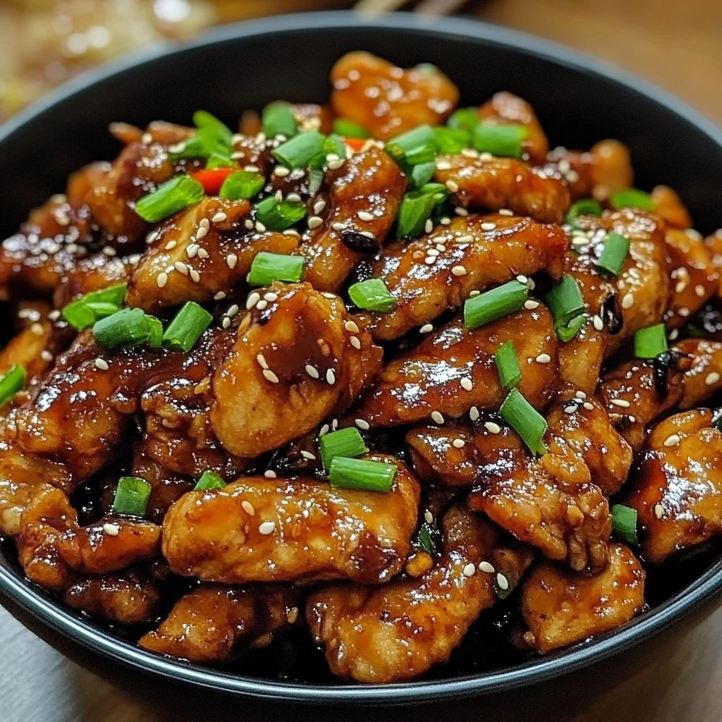 Delicious homemade Chicken Bulgogi on a plate garnished with green onions