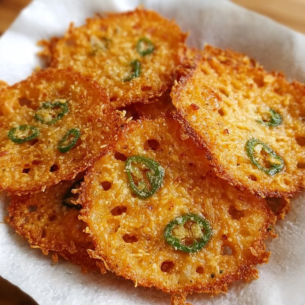 Crispy jalapeno cheddar crisps in a bowl, ready to snack.