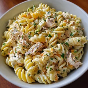 Creamy Tuna Pasta Salad made with fresh ingredients and a rich dressing