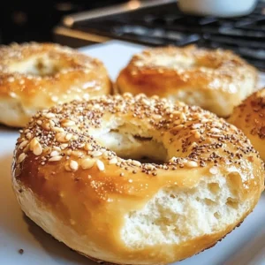 Freshly baked low carb almond flour bagels on a wooden board