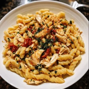 Marry Me Chicken Pasta garnished with herbs and served in a bowl