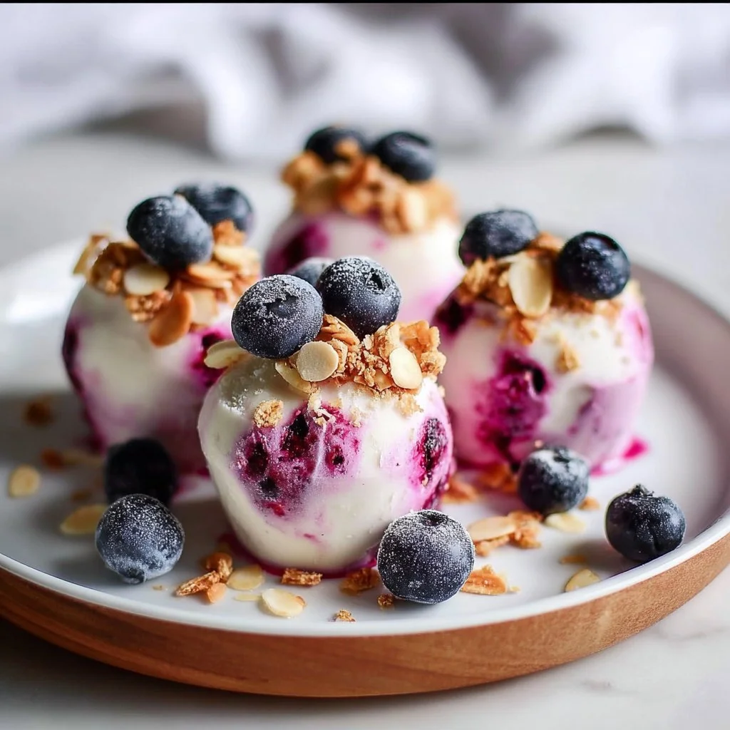 Mixed Berry Frozen Yogurt Bites topped with crunchy granola