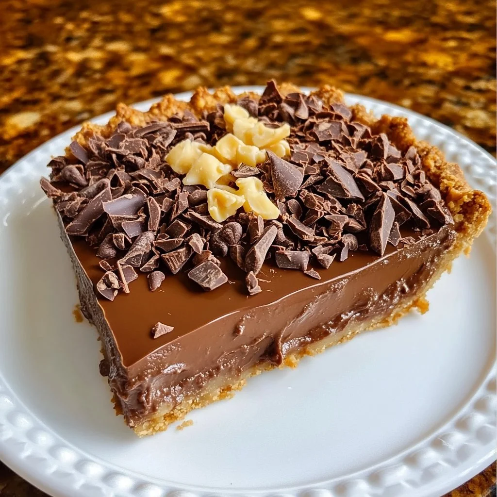 Delicious no-bake German Chocolate Pie with a creamy coconut topping