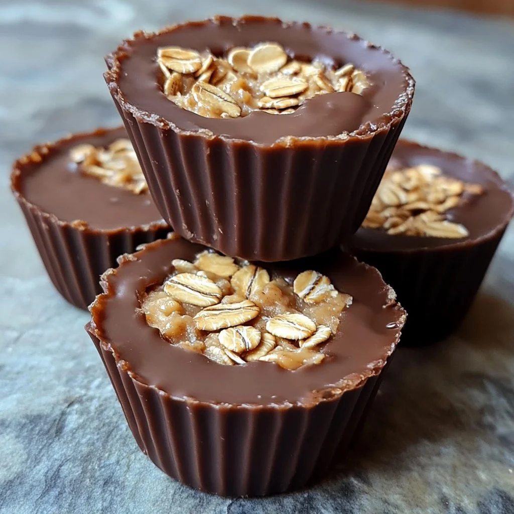 Delicious no-bake peanut butter oat cups made with oats and peanut butter.
