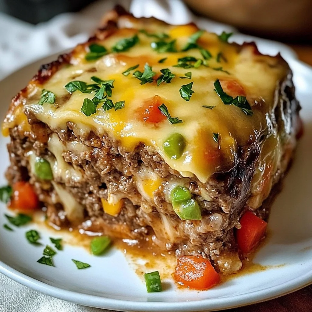 Delicious Philly Cheesesteak Meatloaf ready to serve.
