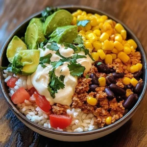 Delicious Pioneer Woman burrito bowl with fresh ingredients and vibrant colors.