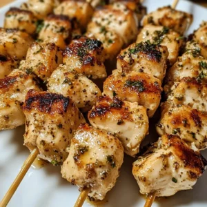 Ranch Garlic Parmesan Chicken Skewers served on a platter with dipping sauce