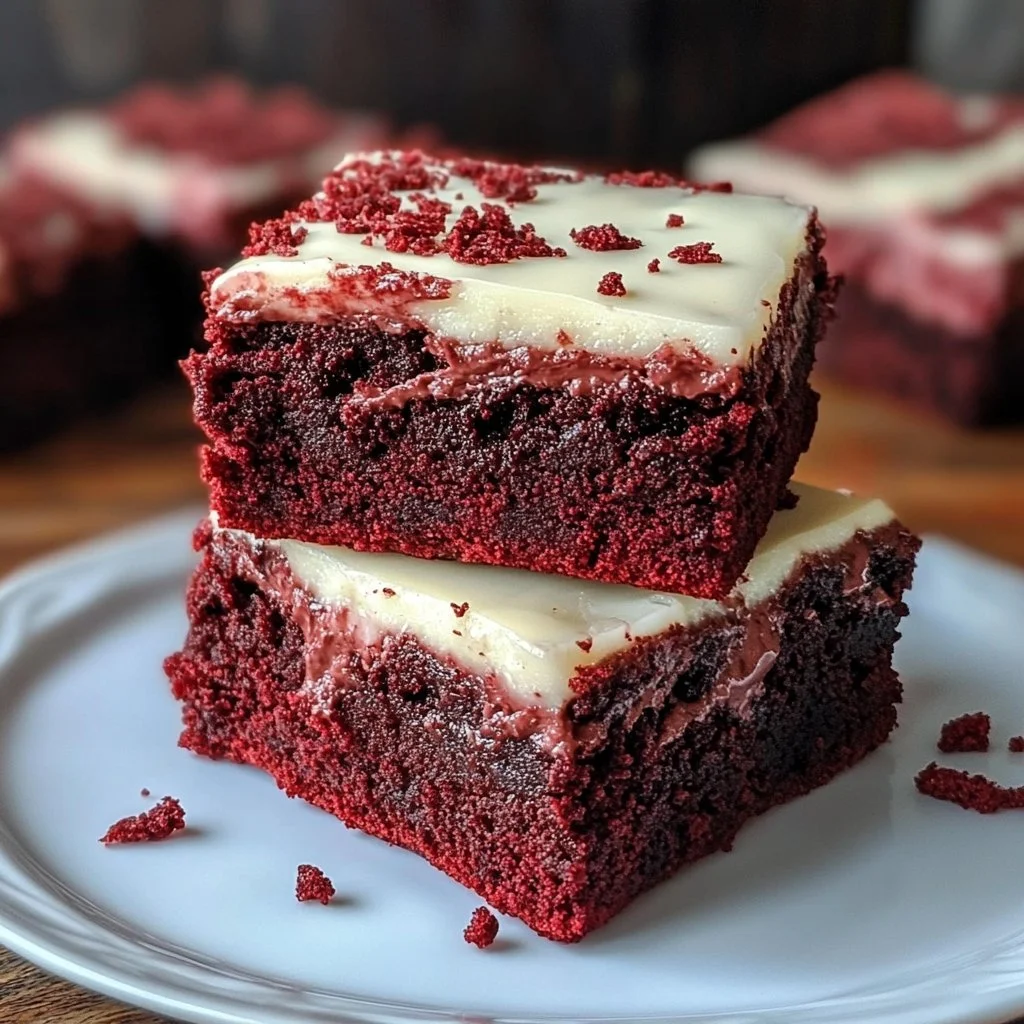 Delicious Red Velvet Brownies with cream cheese frosting