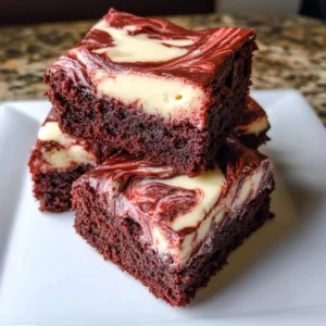 Red Velvet Brownies with a creamy cheesecake swirl on top