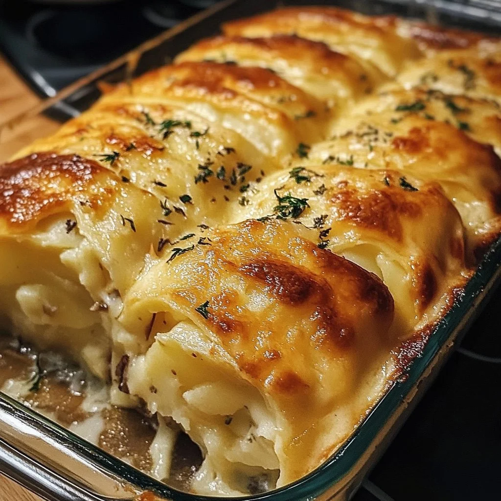Scalloped Potato Roll, a delicious variation of traditional scalloped potatoes.