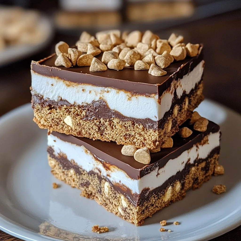 Delicious S’mores Fudge Bars with graham crackers and marshmallows