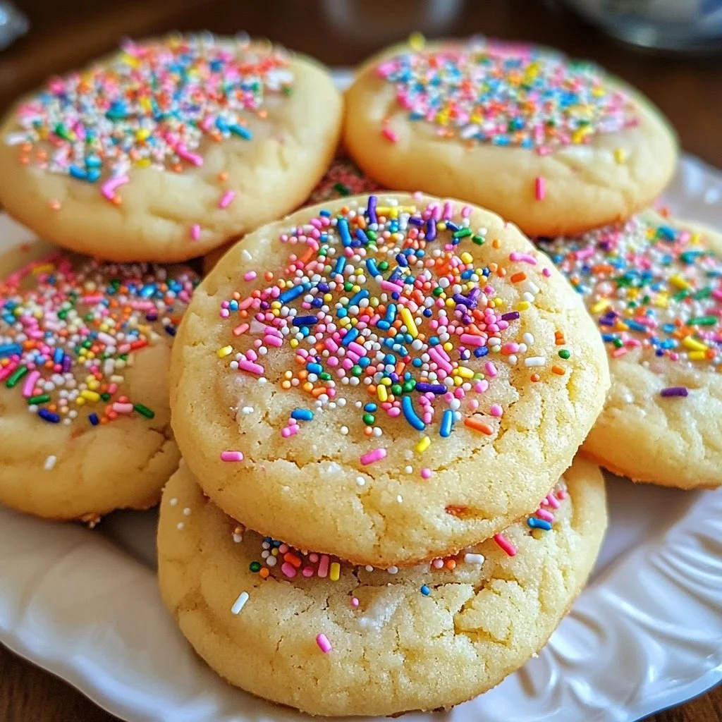 Soft sprinkle sugar cookies decorated with colorful toppings